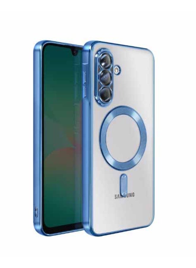 QIRG Soft Clear Case for Samsung Galaxy A57 , Camera Lens Full Protection, Wireless Charging, Shockproof Electroplated TPU Phone Cover (Blue) - Image 1