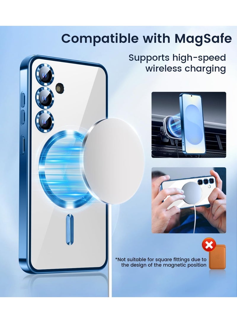 QIRG Soft Clear Case for Samsung Galaxy A57 , Camera Lens Full Protection, Wireless Charging, Shockproof Electroplated TPU Phone Cover (Blue) - Image 2