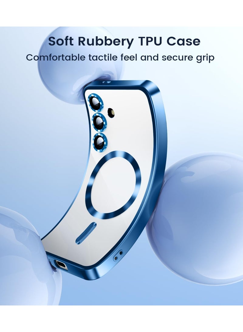 QIRG Soft Clear Case for Samsung Galaxy A57 , Camera Lens Full Protection, Wireless Charging, Shockproof Electroplated TPU Phone Cover (Blue) - Image 3