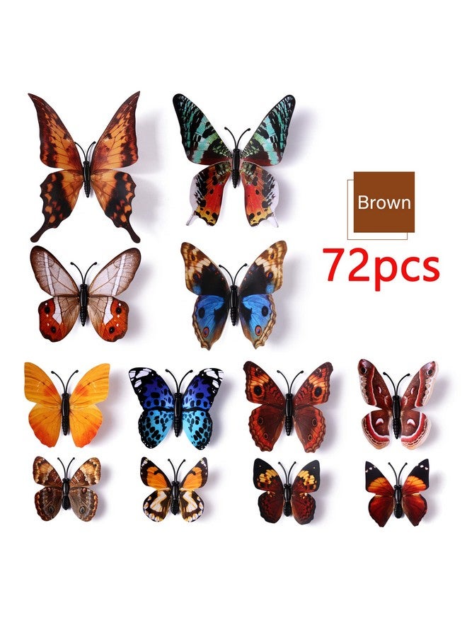 LiveGallery 72 PCS Brown Removable 3D DIY Beautiful Butterfly Wall Decals Colorful Butterflies Art Decor Wall Stickers Murals for Kids Baby Boy Girls Bedroom Classroom Offices (Brown) - Image 4
