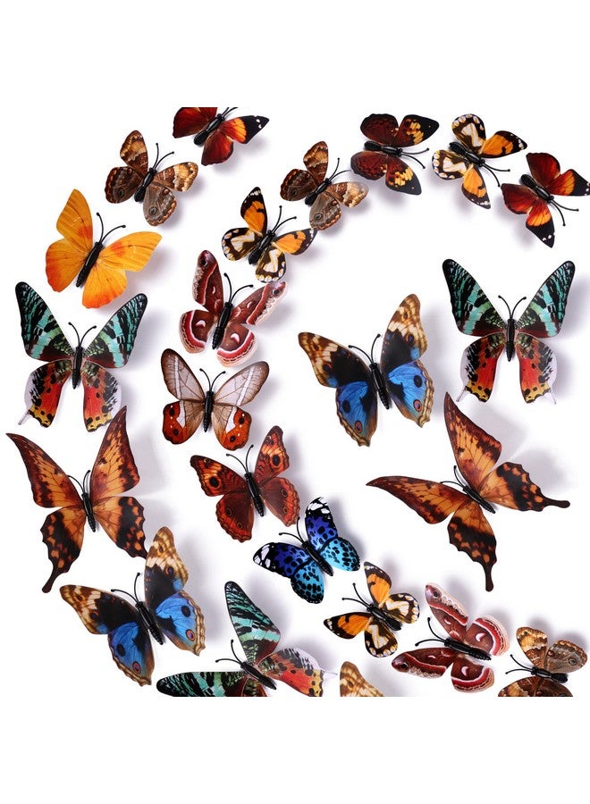 LiveGallery 72 PCS Brown Removable 3D DIY Beautiful Butterfly Wall Decals Colorful Butterflies Art Decor Wall Stickers Murals for Kids Baby Boy Girls Bedroom Classroom Offices (Brown) - Image 1