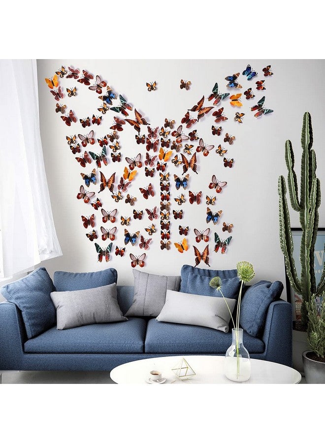 LiveGallery 72 PCS Brown Removable 3D DIY Beautiful Butterfly Wall Decals Colorful Butterflies Art Decor Wall Stickers Murals for Kids Baby Boy Girls Bedroom Classroom Offices (Brown) - Image 5