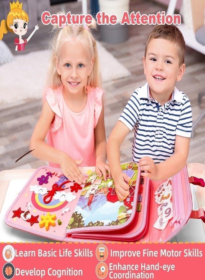 EggSun Montessori Busy Book for Toddlers 1 3, 19 in 1 Educational Learning Toys for Toddlers 2 4，Sensory Fine Motor Skills Activity Board for Girls Birthday Gifts,Busy Book Travel Toys - Image 3