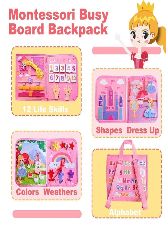 EggSun Montessori Busy Book for Toddlers 1 3, 19 in 1 Educational Learning Toys for Toddlers 2 4，Sensory Fine Motor Skills Activity Board for Girls Birthday Gifts,Busy Book Travel Toys - Image 2