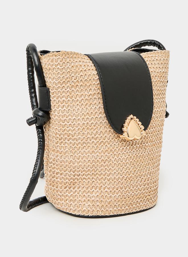 Styli Textured Crossbody Bag with Heart Flap Accent - Image 1