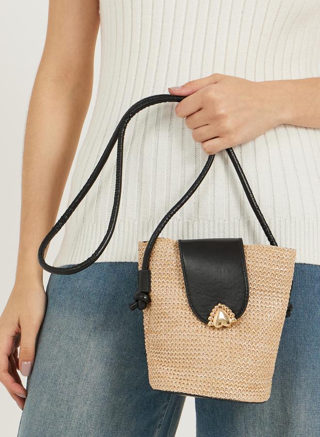 Styli Textured Crossbody Bag with Heart Flap Accent - Image 4