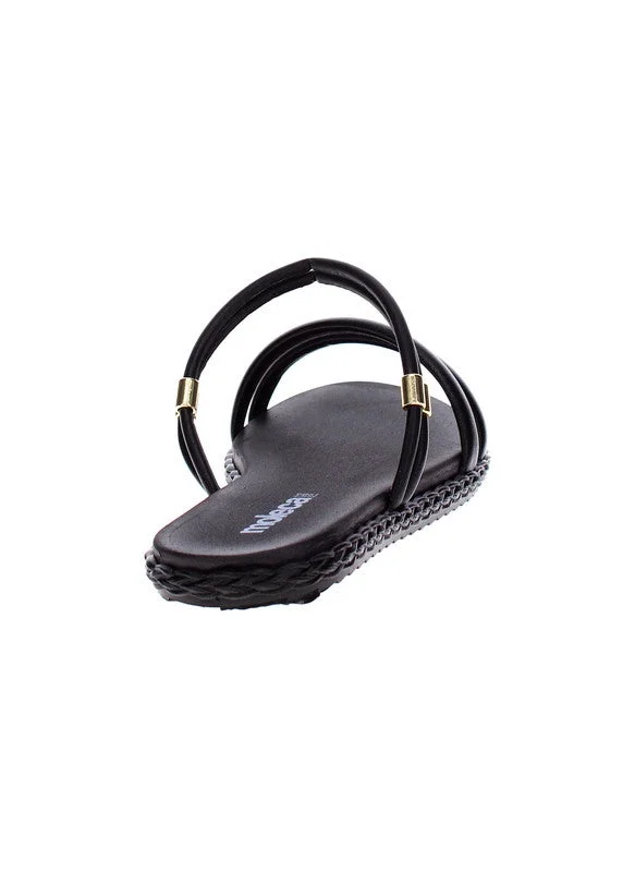 Moleca  Moleca Ladies Flat Sandals Black | Made In Brazil for Women | Best Price UAE