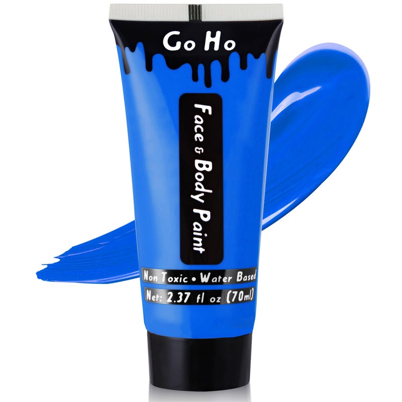 Go Ho Royal Blue Face Body Paint Washable(2.37oz/pc),Water Based Cream Blue Face Paint,Smurf Mystique Avatar Clown Makeup,Blue Body Paint for SFX Cosplay Costumes Festivals Halloween Makeup - Image 1