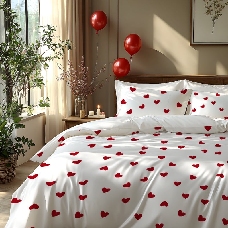 2/3pcs Digital Print Bedding with Duvet Cover and Pillowcases, Heart-Themed Design Pattern, Ultra-Soft Digital Print Duvet Cover Set, Bedding (Does Not Include Filler), Soft and Comfortable Fabric, Suitable for Bedrooms, Hotels, Luxury Hotels - Image 3