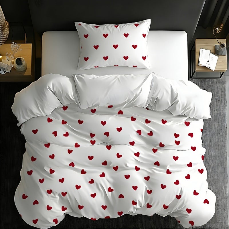 2/3pcs Digital Print Bedding with Duvet Cover and Pillowcases, Heart-Themed Design Pattern, Ultra-Soft Digital Print Duvet Cover Set, Bedding (Does Not Include Filler), Soft and Comfortable Fabric, Suitable for Bedrooms, Hotels, Luxury Hotels - Image 1