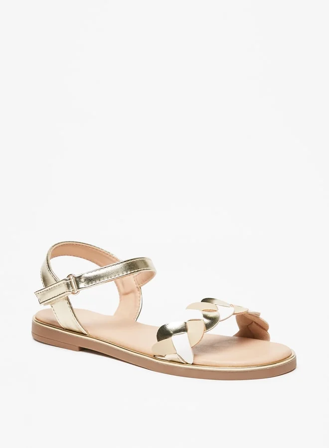 Flora Bella Girls Strappy Sandals with Hook and Loop Closure