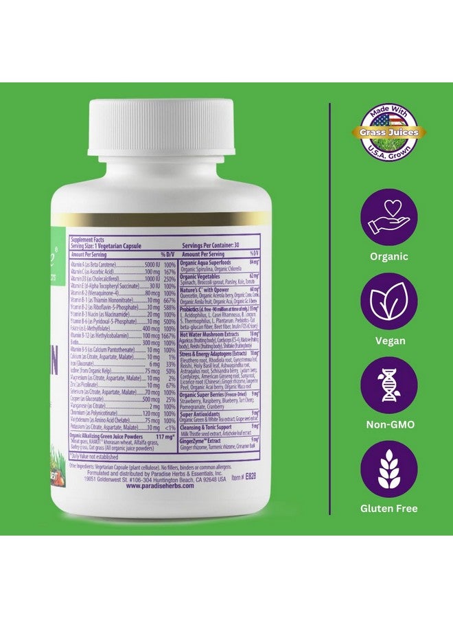 Paradise Herbs Earth's Blend Women's One Daily Multivitamin with Iron, 48 Organic Superfoods, Probiotics, Antioxidants, Vitamins A, B12, C, D, K2, Daily Superfood, 30 Capsules - Image 2