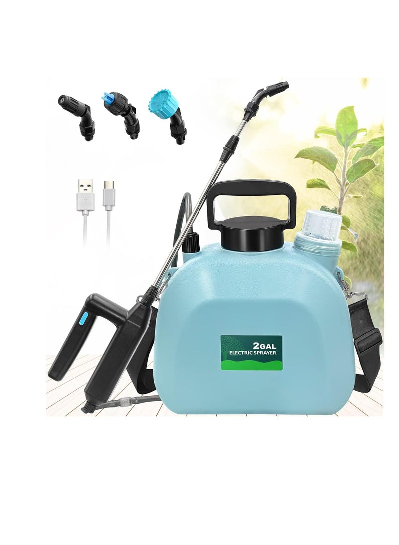 Excefore Battery Powered Sprayer 2 Gallon, Upgrade Powerful Electric Sprayer with 3 Mist Nozzles, Retractable Wand, Rechargeable Handle, Garden Sprayer with Adjustable Shoulder Strap for Lawn & Garden - Image 1