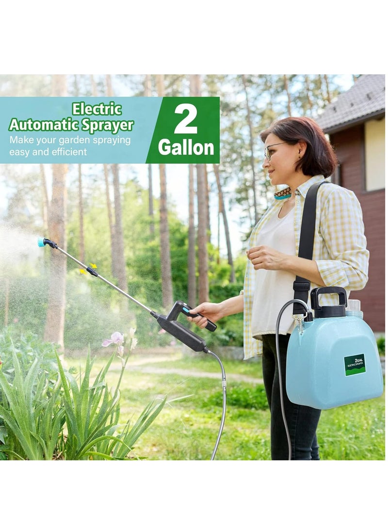 Excefore Battery Powered Sprayer 2 Gallon, Upgrade Powerful Electric Sprayer with 3 Mist Nozzles, Retractable Wand, Rechargeable Handle, Garden Sprayer with Adjustable Shoulder Strap for Lawn & Garden - Image 2