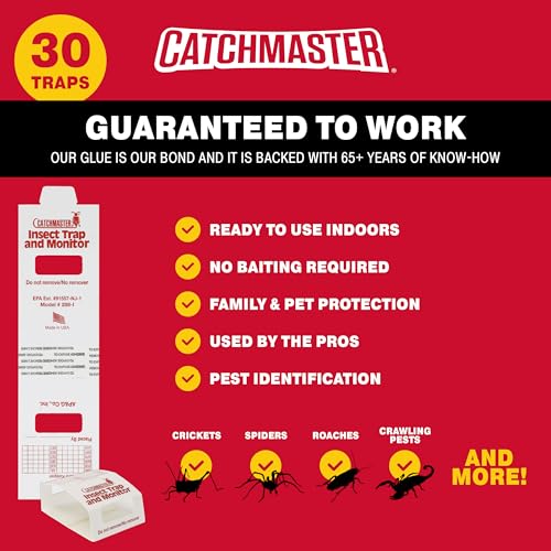 Catchmaster Spider & Insect Glue Traps 30-Pk (10 Sheets), Adhesive Cockroach Killer Glue Boards, Spider Traps, Cricket Sticky Trap, Indoor Roach Trap for Home, Garage & Shed, Pest Control for Home - Image 3