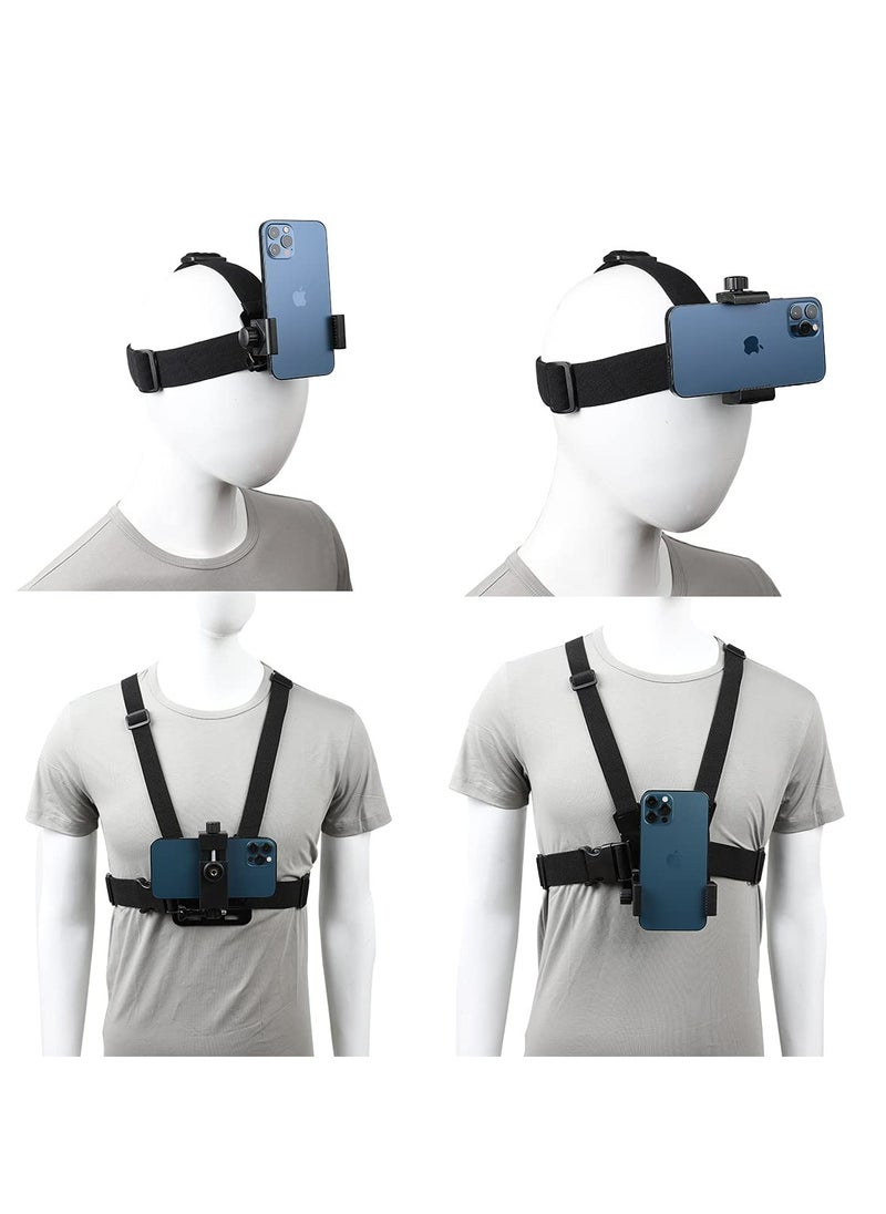 Generic - Mobile Phone Chest Strap Harness Mount Head Strap Holder Kit for POV/VLOG,Cell Phone Clip Compatible with iPhone,Samsung,GoPro Hero 9, 8,7, 6, 5, 4, 3,2, 1,AKASO,DJI Osmo,and Action Cameras - Image 1