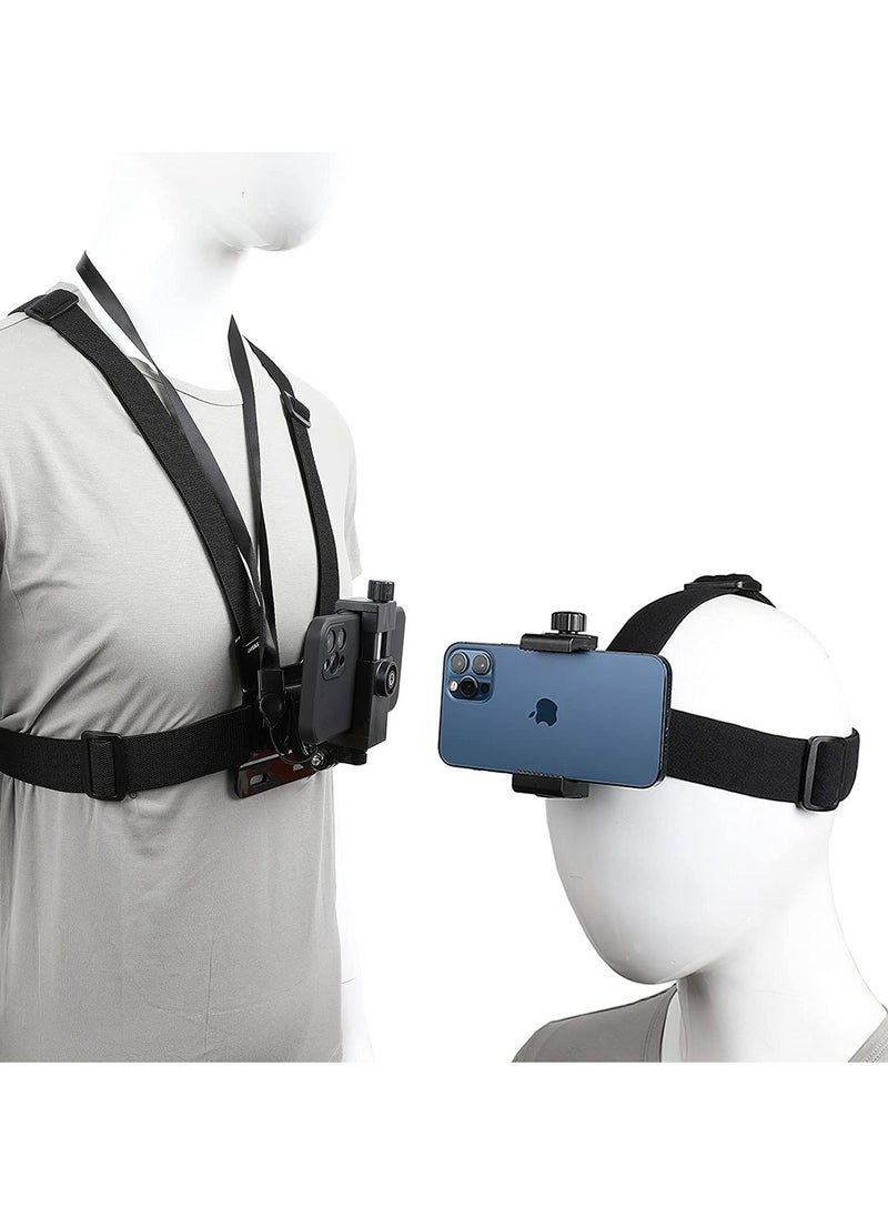 Generic - Mobile Phone Chest Strap Harness Mount Head Strap Holder Kit for POV/VLOG,Cell Phone Clip Compatible with iPhone,Samsung,GoPro Hero 9, 8,7, 6, 5, 4, 3,2, 1,AKASO,DJI Osmo,and Action Cameras - Image 1
