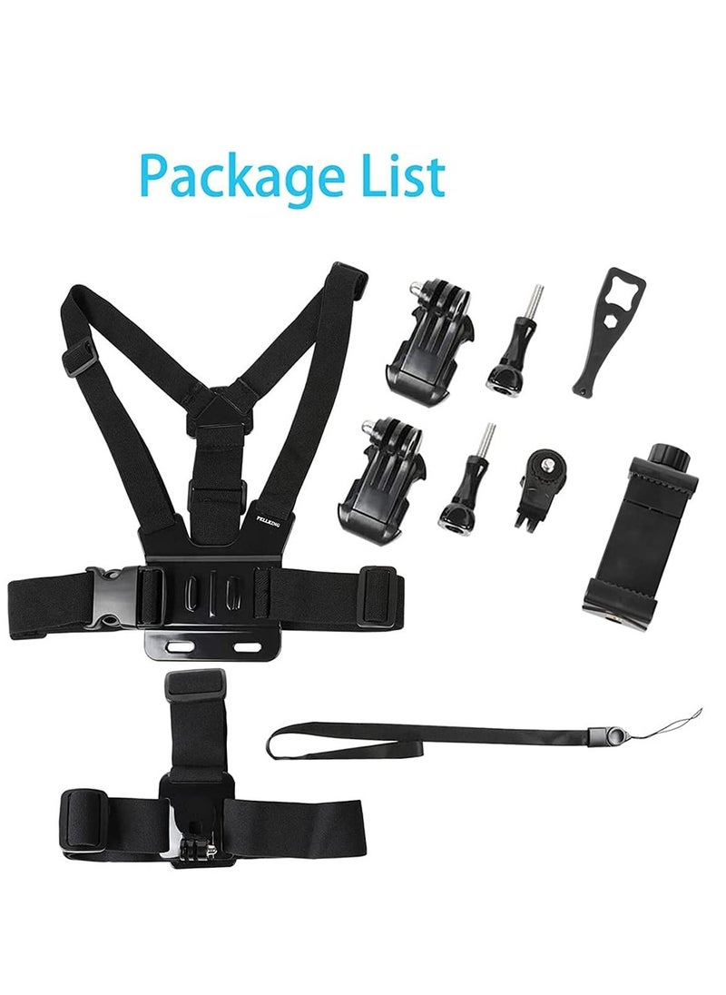 Generic - Mobile Phone Chest Strap Harness Mount Head Strap Holder Kit for POV/VLOG,Cell Phone Clip Compatible with iPhone,Samsung,GoPro Hero 9, 8,7, 6, 5, 4, 3,2, 1,AKASO,DJI Osmo,and Action Cameras - Image 1