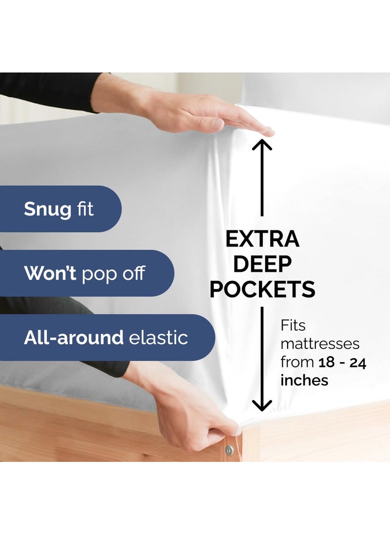 CGK Unlimited CGK Unlimited Extra Deep Split King Fitted Sheet - Hotel Luxury Single Fitted Sheet Only - Easily Fits 18 in to 24 in Mattress - Soft  Wrinkle Free & Breathable Light Pink Fitted Sheet  - Image 2