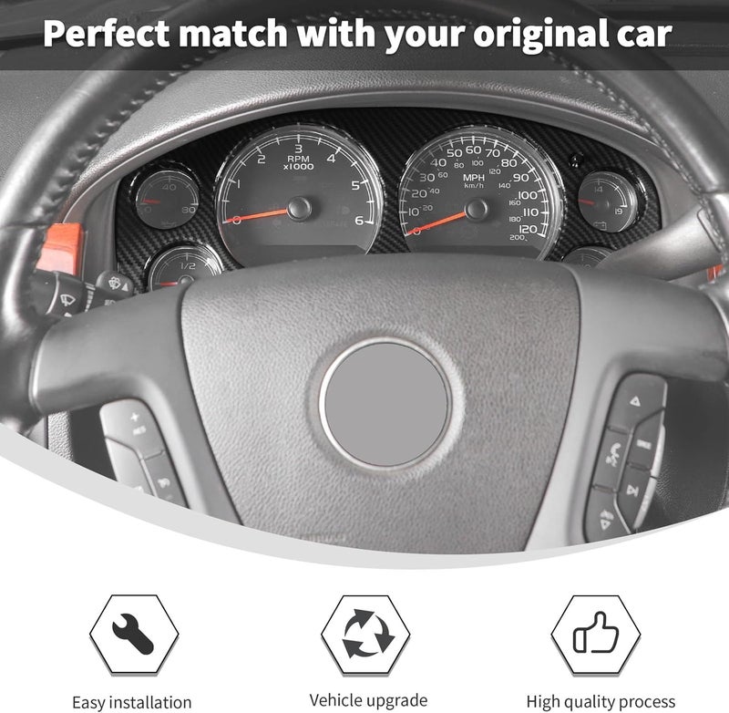 Linskip Dashboard Panel Trim for Avalanche/Suburban/Tahoe/Silverado 1500 & Yukon/Sierra 2007-2013 - Black Carbon - Image 4