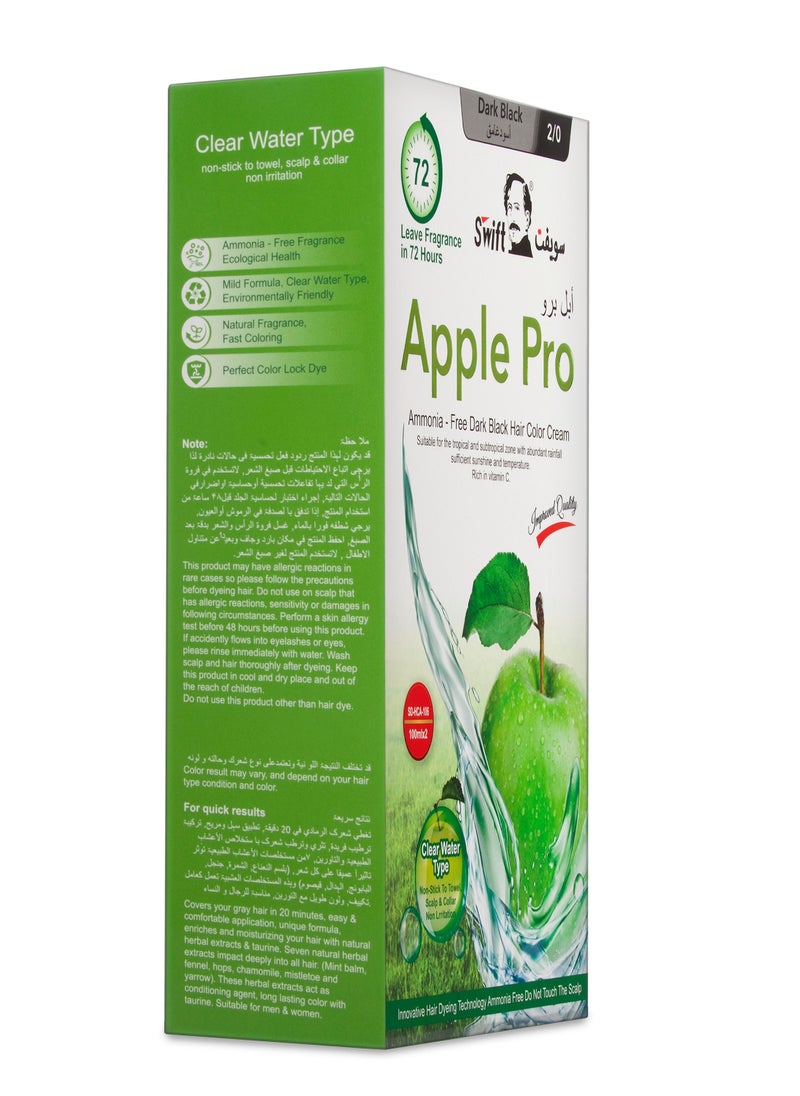 Swift Swift Apple Pro - Dark Black Hair Color cream - No Ammonia  100ml x 2  - Image 3
