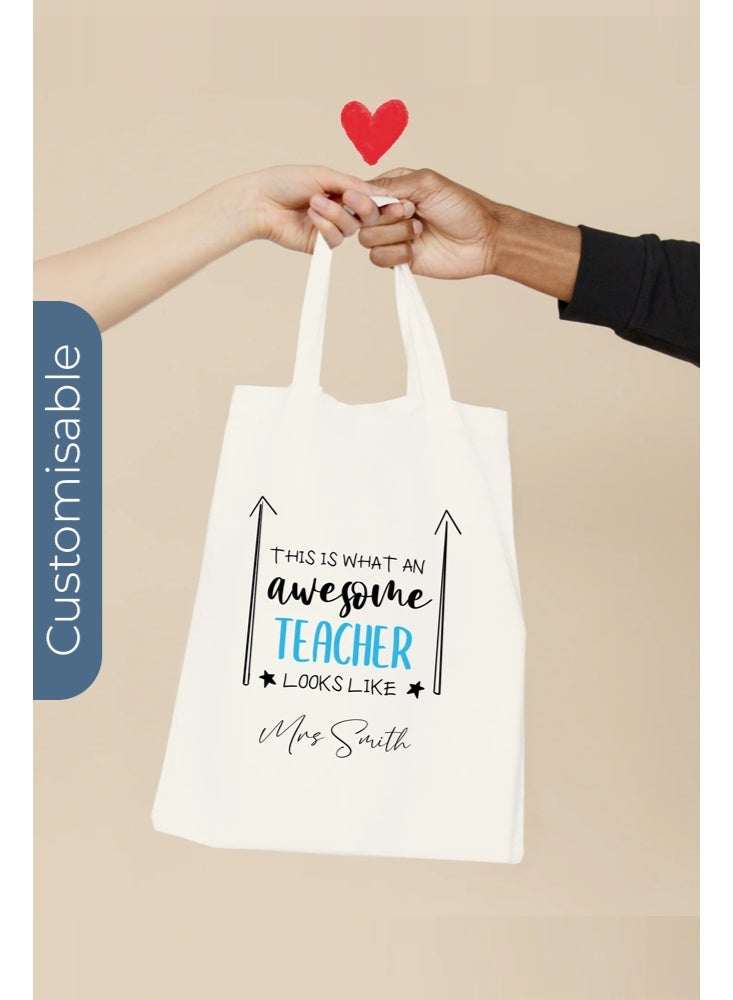 Share the Love Awesome Teacher Tote Bag - Personalised Shopping & Everyday Carry Bag - Image 1