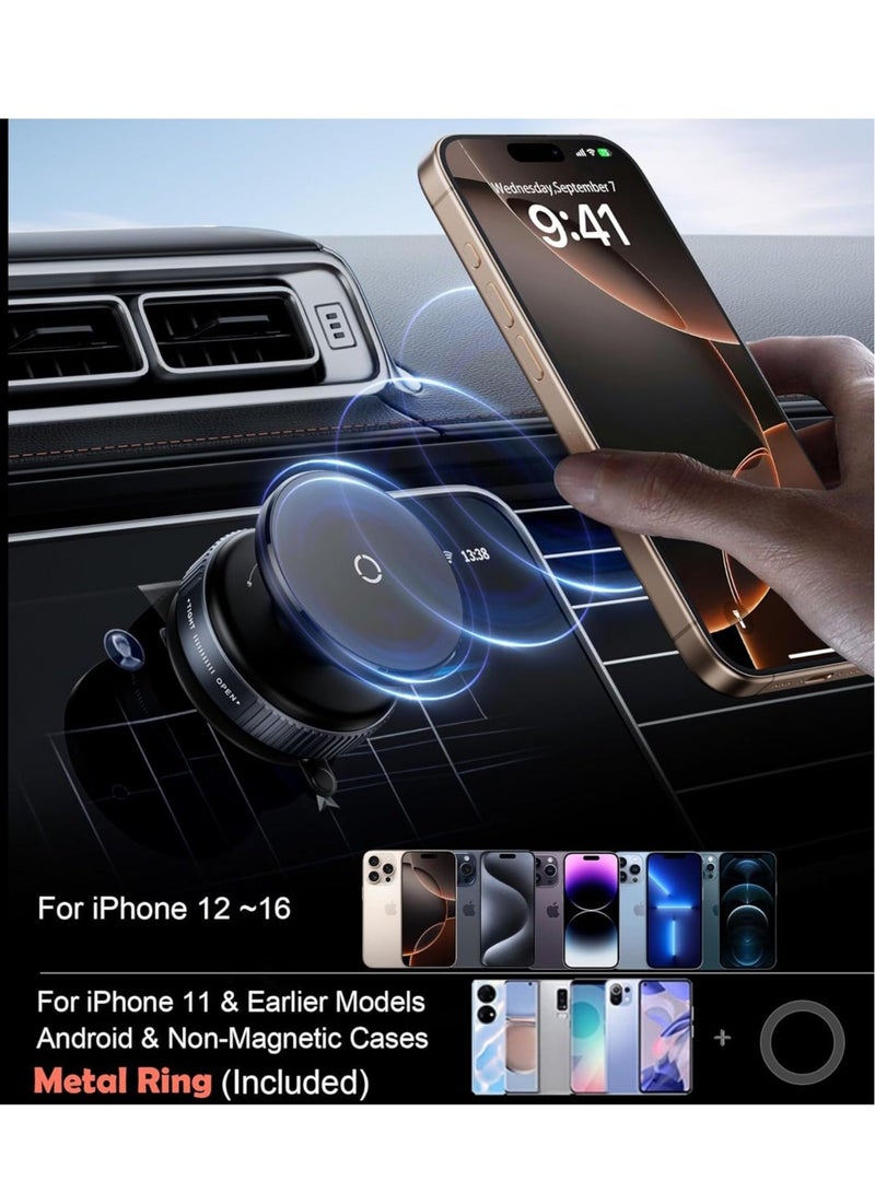 TIGER K009 Magnetic Car Phone Holder – Ultra Strong Vacuum Suction Cup Mount for Dashboard & Windshield – Universal Magnetic Bracket for iPhone & Android Smartphones – Secure, Hands-Free Car Mount Holder – Black - Image 4