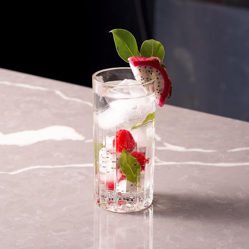 LEMONSODA Premium Crystal Cut Highball Glasses - 11.5oz Set of 6 - Crystal Cut Traze Collins Glass - Elegant Glassware Set - Housewarming Gifts - Drinking Glasses for Water, Cocktails, Juice - Image 3