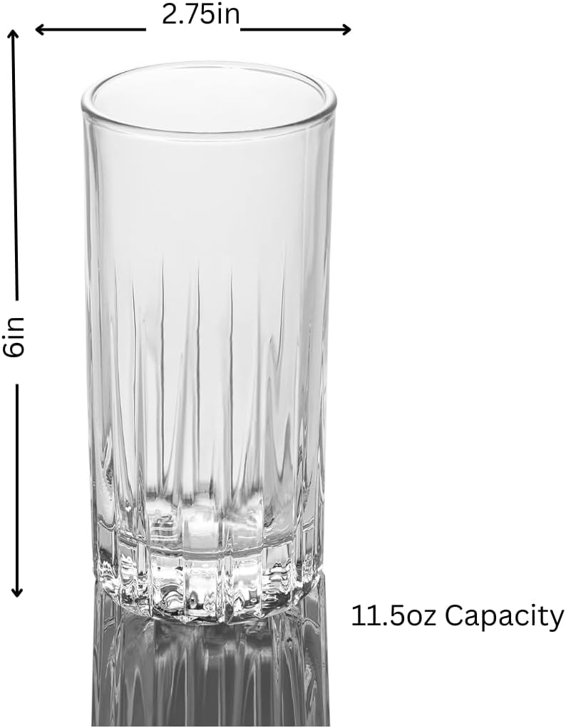 LEMONSODA Premium Crystal Cut Highball Glasses - 11.5oz Set of 6 - Crystal Cut Traze Collins Glass - Elegant Glassware Set - Housewarming Gifts - Drinking Glasses for Water, Cocktails, Juice - Image 4