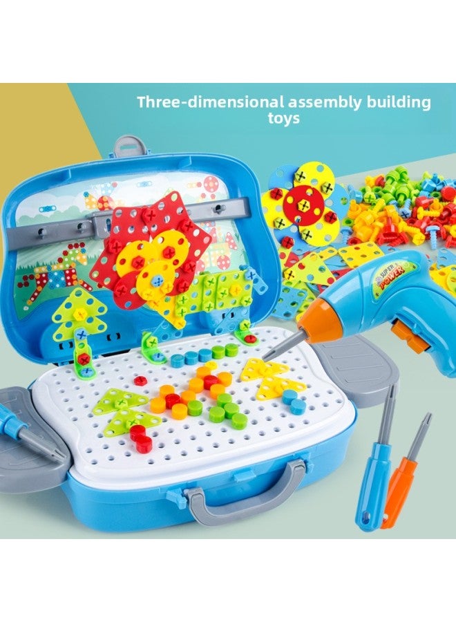 Children's Electric Screw Screw Assembly Toys Simulation Electric Drill Toolbox Repair Tools Play House Toys-Color:Double-sided Box Electric 241 Set - Image 3