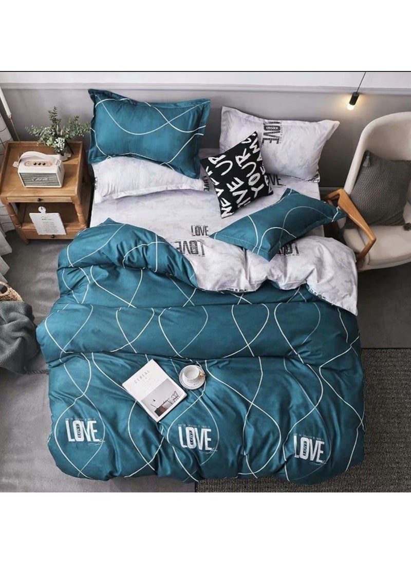 AL RAID Super King Bedsheet Set - Complete 6-Piece Bedding Set with Duvet Cover, Fitted Sheet, and 4 Pillowcases - Luxury Microfiber Fabric with Deep Pockets for Secure Fit and Year-Round Comfort 