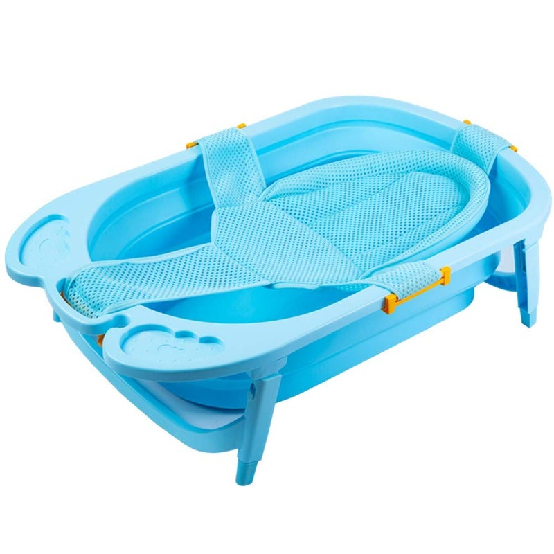 YiYou Baby Bath Seat, Infant Bathing Support Mat, Baby Tub Seat with Four Safety Support Corners, Comfortable Baby Shower Bathtub Sit Up Mesh for Newborn - Blue (No Bathtub) - Image 2