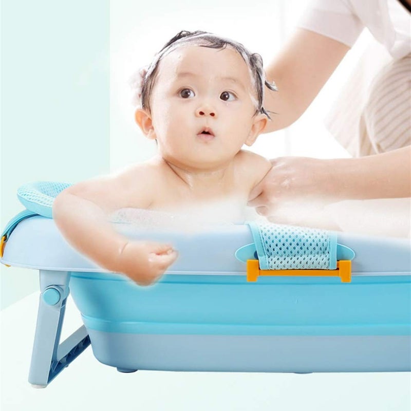 YiYou Baby Bath Seat, Infant Bathing Support Mat, Baby Tub Seat with Four Safety Support Corners, Comfortable Baby Shower Bathtub Sit Up Mesh for Newborn - Blue (No Bathtub) - Image 5