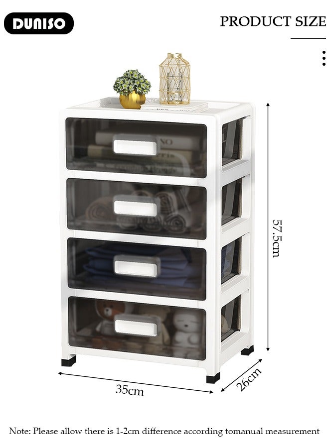 دونيسو خزانة تخزين بأدراج مكونة من 4 طبقات وحاويات بلاستيكية وصندوق بعجلات ووحدة أدراج خزانة بفتحة واسعة 35 سم ومنظم تخزين أدراج متعدد الأغراض للمطبخ وغرفة النوم والحمام وغرفة المعيشة - Image 2