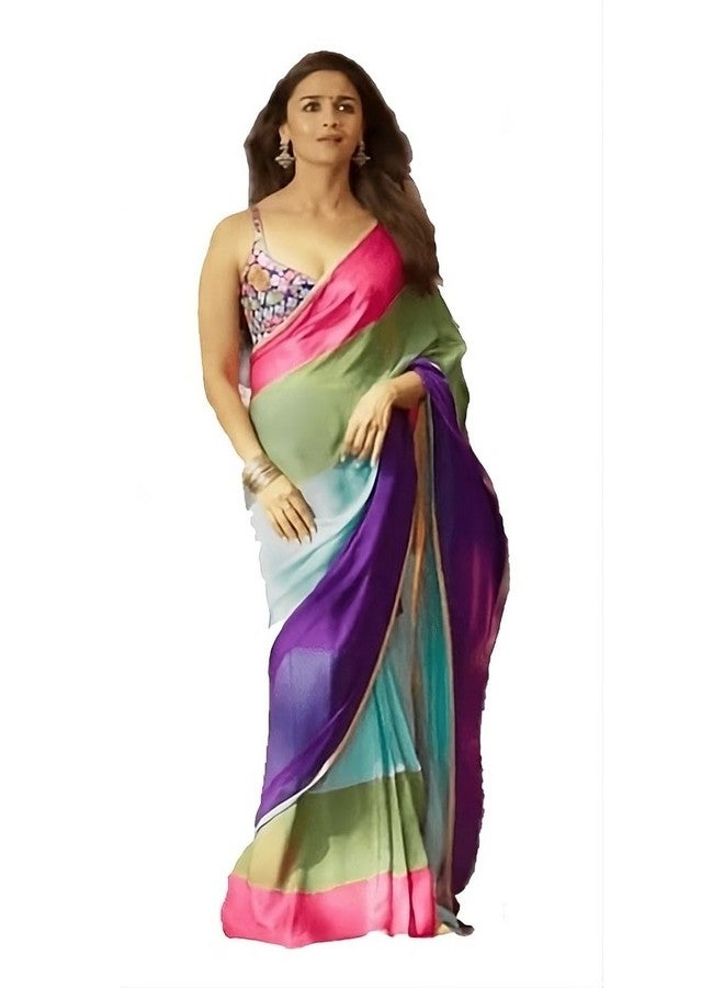 Sidhidata Sidhidata Women's Printed Pure Georgette Saree With Unstitched Blouse Piece (Alia What Jhumkaaa_Multicolour_Free Size)  - Image 1