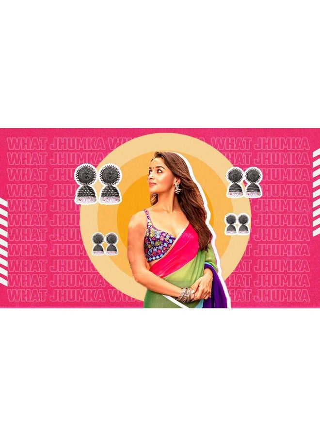 Sidhidata Sidhidata Women's Printed Pure Georgette Saree With Unstitched Blouse Piece (Alia What Jhumkaaa_Multicolour_Free Size)  - Image 5