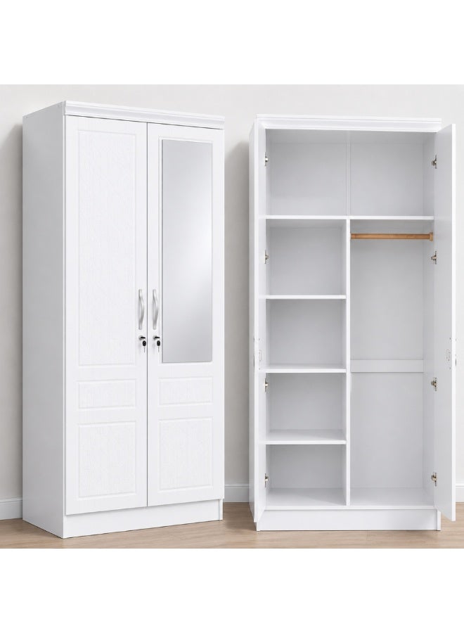 ABX HOME TITAN 2 Door Wooden Wardrobe, Cabinet Cupboard Engineered Wood Perfect Modern Stylish Heavy Duty With Mirror - Image 1