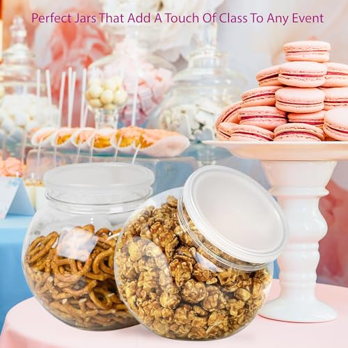 DilaBee 2-Pack Plastic Candy Jar - 96oz Large Candy Jars with Lids for Candy Buffet, Kitchen & Office Desk - Plastic Jars with Lids for Candy, Cookies & Snacks - Clear Jar with Labels BPA-Free - Image 3