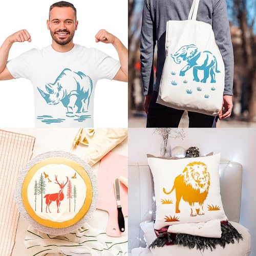 Zonon 9 Pieces Animal Stencil Templates 8 Inch Reusable Animal Painting Stencil Bear Tiger Elephant Horse Lion Giraffe Zebra Rhino Deer Craft Drawing Template For Greeting Card Scrapbook Wall Art - Image 4