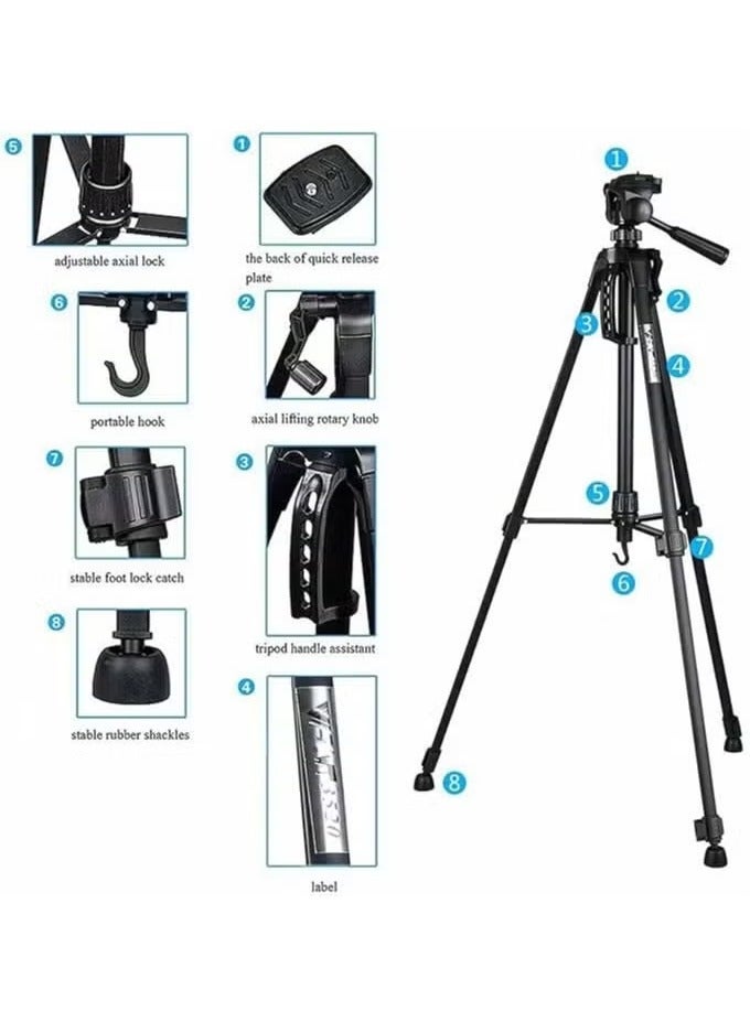 TIGER Aluminum Portable Tripod for DSLR Camera Camcorder WF-3520 - Lightweight, Adjustable, Compact Design, Ideal for Photography, Videography, Travel, Black - Image 4