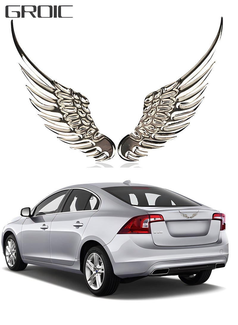 GROIC 1Pair 3D Metal Wing Emblem Car Sticker Car Badge Decal,3D Dimensional Car Logo Sticker,Flying Wings Zinc Alloy Emblems for Automotive,Car Decoration - Image 1