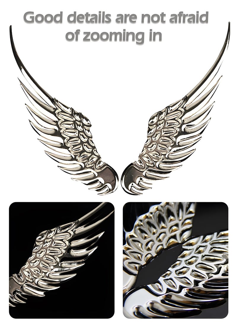 GROIC 1Pair 3D Metal Wing Emblem Car Sticker Car Badge Decal,3D Dimensional Car Logo Sticker,Flying Wings Zinc Alloy Emblems for Automotive,Car Decoration - Image 2