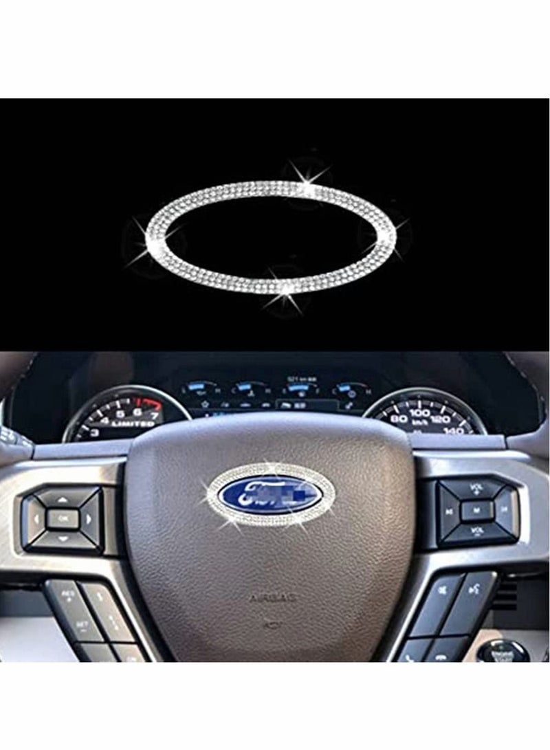 Bling Diamond Steering Wheel Sticker for Ford - Stylish DIY Emblem Cover Accessories (Soft Base, Non-metal) - Fits All Ford Models Perfectly - Image 1