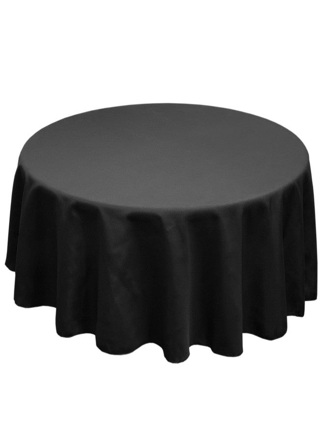 TableLinensforLess Polyester Round Tablecloth, 84 Inch Round, (Black) - Image 1