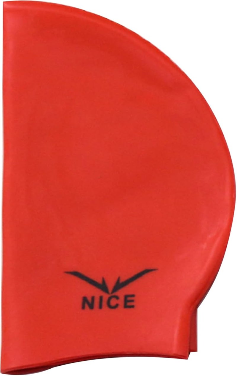 Red Swimming Cap Purple Flexible Silicone for Hair Protection