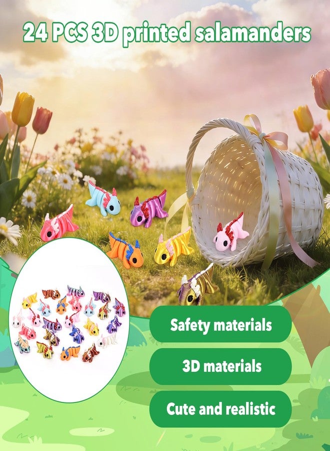FUNKY STORE 24pcs Flexible 3D Printed Axolotl Figurines, Cute Articulated Mini Salamander Figurines for Display, Valentines Day Gift and Easter - Image 3