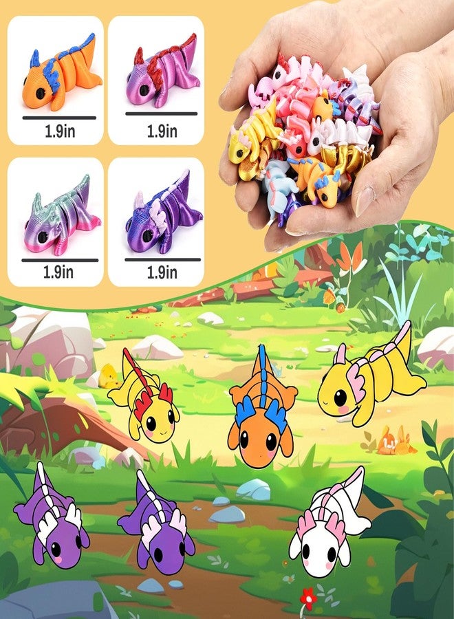 FUNKY STORE 24pcs Flexible 3D Printed Axolotl Figurines, Cute Articulated Mini Salamander Figurines for Display, Valentines Day Gift and Easter - Image 2
