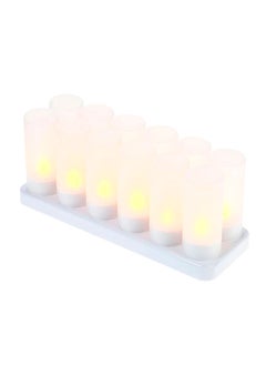 Y&D 12-Piece Rechargeable LED Tealight Candle Set With Frosted Cups White 4x4.5centimeter  - Image 1