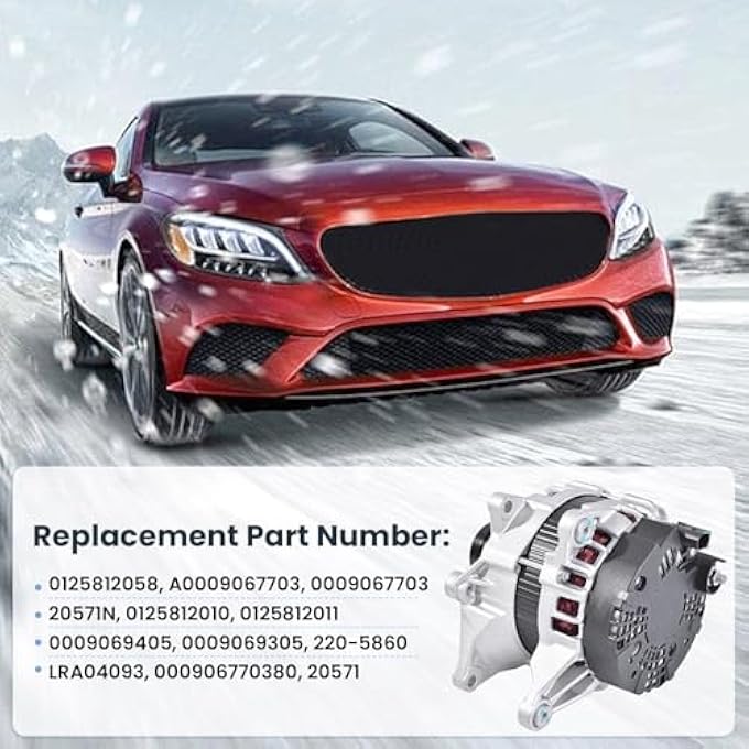 FuseRish A0009067703, Alternator 12V 190A Compatible with Mercedes-Benz W205 C300 2015-2018, C253 GLC300 2016-2019, GLC350e 2020, Metris 2018-2021, L4 2.0L Part #: 0125812058 - Image 3