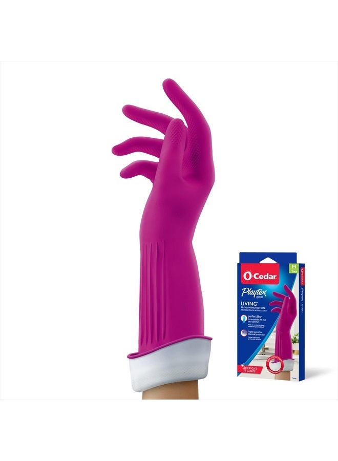 Playtex Living Reuseable Rubber Cleaning Gloves, Premium Protection (Medium, Pack - 1) - Image 1
